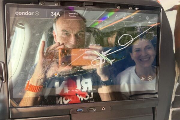 Gregor Jaeger im Condor Flieger auf dem Weg nach New York City 2025