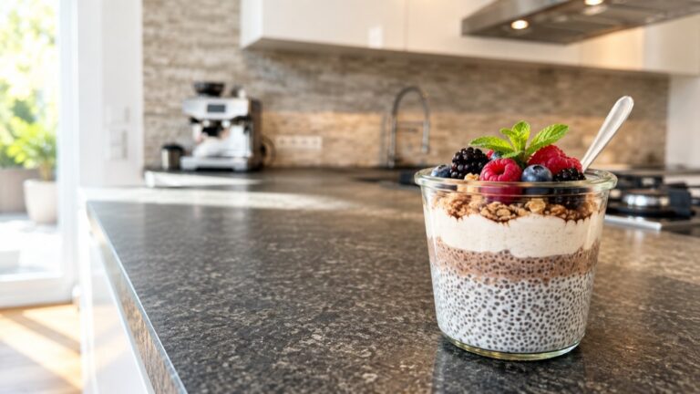 Chia-Protein-Layer mit Beeren, Skyr und Granola in Gregors Küche